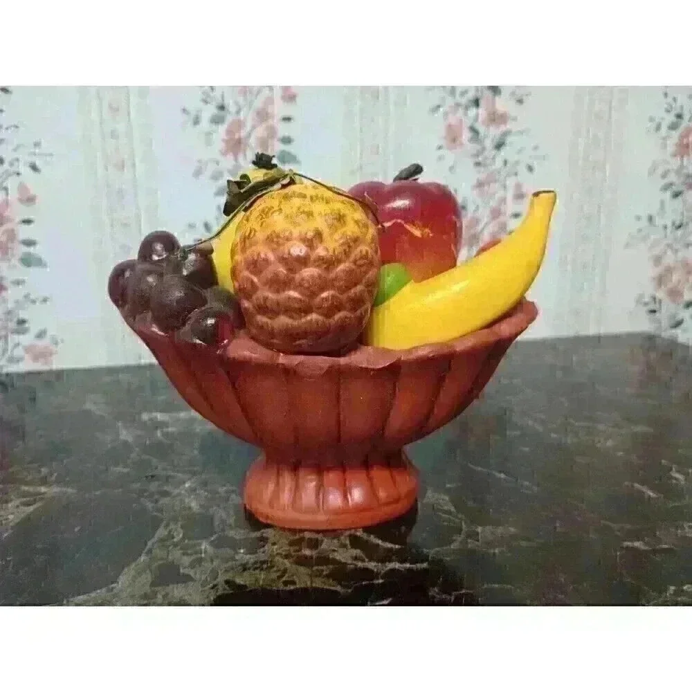 Fruit Bowl Salt & Pepper Shakers Hand Painted Ceramic Japan Thanksgiving Harvest